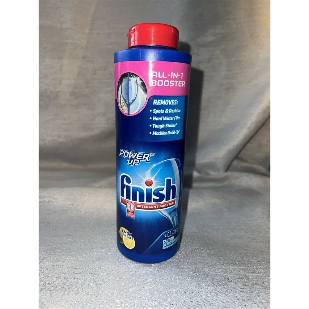 Finish Power Up 14 oz. Lemon Sparkle Dishwasher Detergent Booster New